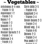 instant pot vegetable cook times